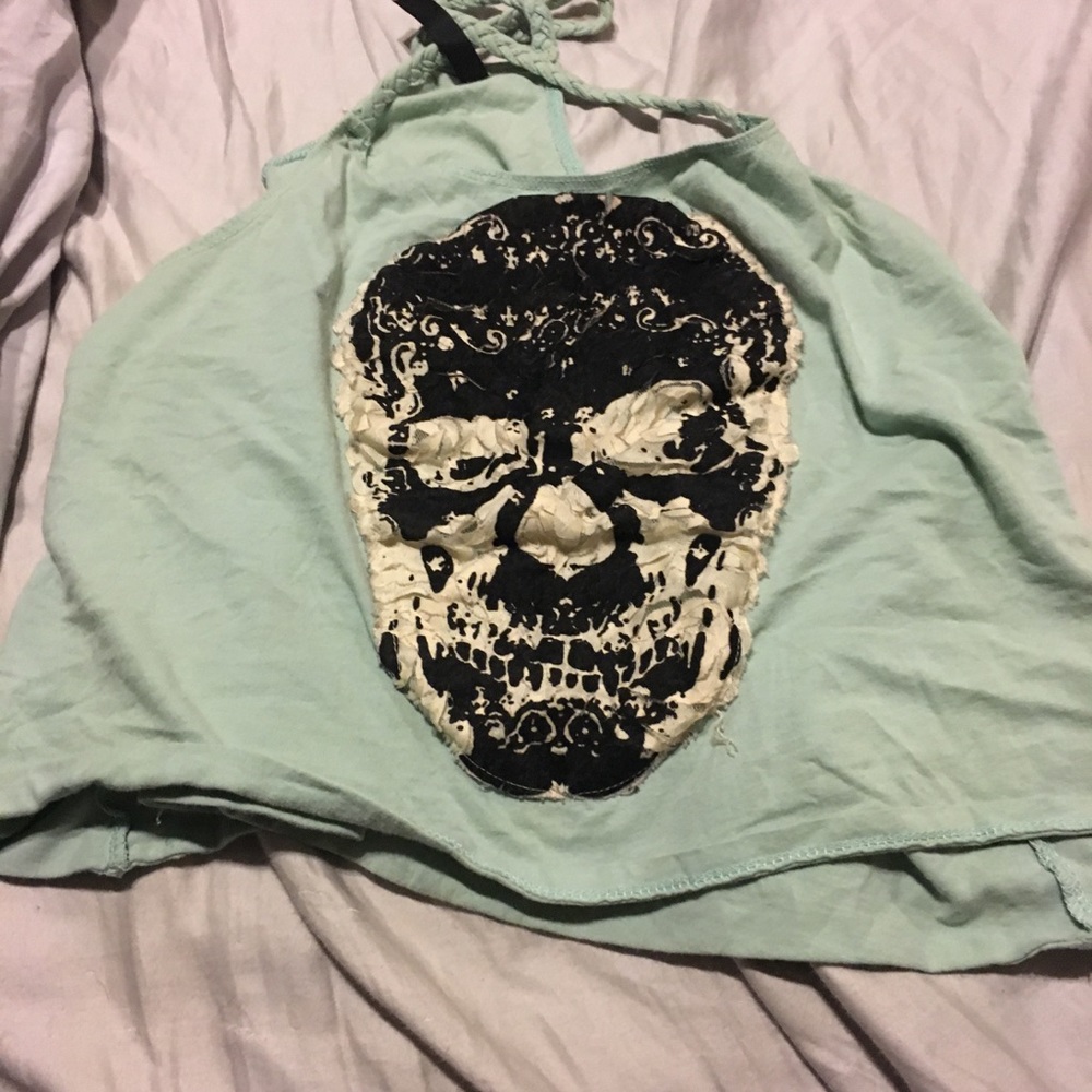 Mint green Skull crop top